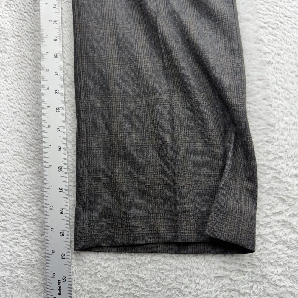 Banana Republic Mens 33x30 Straight Fit 100% Wool Plaid Dress Pants Grey Brown